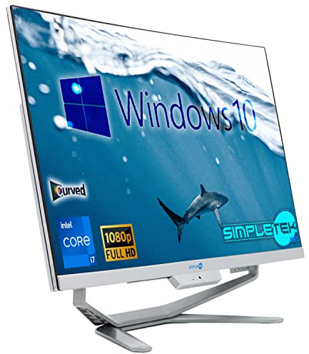 SIMPLETEK - PC tout-en-un avec écran incurvé 24 FHD Core i7 Jusqu'à 3,60 GHz Windows 10 Pro Webcam intégrée avec souris et clavier sans fil | 8 Go RAM SSD 240 Go