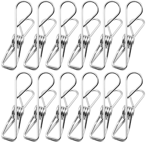 CEEYSEE 40 Stück Edelstahl Wäscheklammer Metall Klammern Wäscheleine Klammern für Decke,Handtuch, Kleidung, Socken, Office Dateien （WJ-THJ）