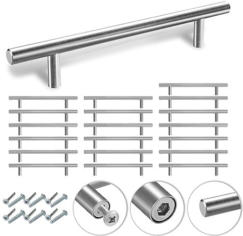 Eulenke 10 Stück Silberne Edelstahl Schrankgriffe - Türgriff & Stangengriff - Lochabstand 96mm - Hochwertige Möbelgriffe für Küchenschrank & Schublade - Küchengriffe aus Edelstahl