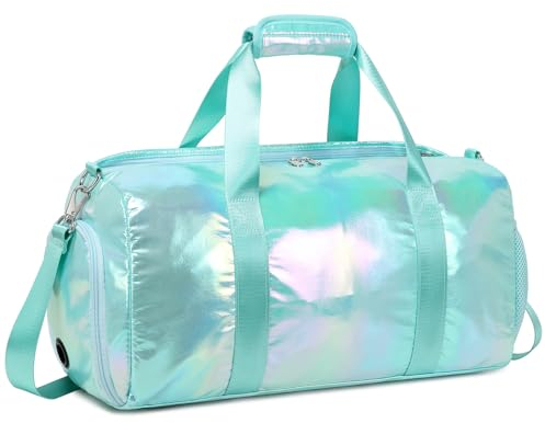Laser Sporttasche für Kinder Mädchen Reisetaschen Weekender Multifunktion Schulsporttasche Trainingstasche Tanztasche Kinder Gymnastiktasche Kindertasche mit Wasserdichter Tasche