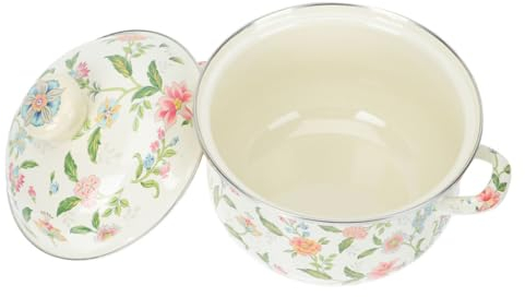 MAGICLULU Olla De Esmalte Asas 22 Cm, Sartén Antiadherente De Cerámica Esmaltada, Ligera y Rápida Para Cocinar En Estufa Eléctrica, Adecuado Para Sopas y Leche, Cacerola Pequeña Para Hogar