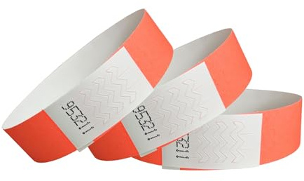 CINTAPUNTO Einlassbändchen Papier Neon Red, Eintrittsbänder 500 Stück | Einlassbänder - Festival Armbänder - Party Bändchen Einlass Eintritt - eintrittsbändchen - Bänder Club - Wristband