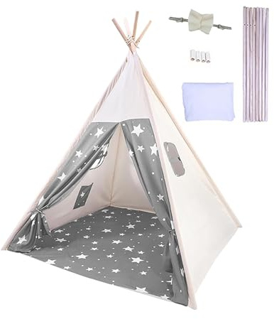 Takezuaa Tipi Zelt für Kinder,Sternen klassisches indisches Spielzelt für Kinder Tippi Kinderzelt für drinnen/Outdoor,Tipi Zelt Kinderzimmer,Waschbar Kinderzelt,Spielzelt für Mädchen & Jungen