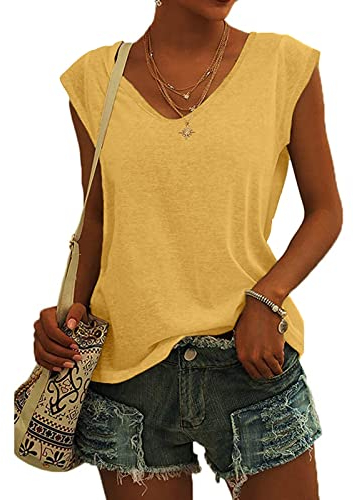 SCBFDI Glitzer Top Damen Sommer Outfits Damen Tank Top Rote Tops Grüne Stulpen Damen Karneval Y2K Tops Summer Gold Oberteil Damen Unterhemden Damen Damen Elegantes Outfit Trägershirt Gelb L