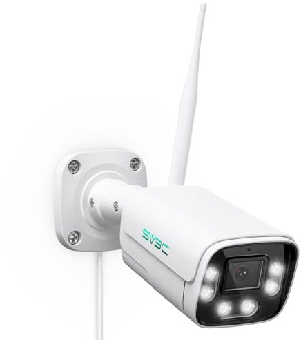SV3C 4K WLAN IP Überwachungskamera für den Außenbereich, 8MP Dualband WiFi Sicherheitskamera mit Flutlicht Farbnachtsicht, ONVIF, SD Karte & Cloud Speicher