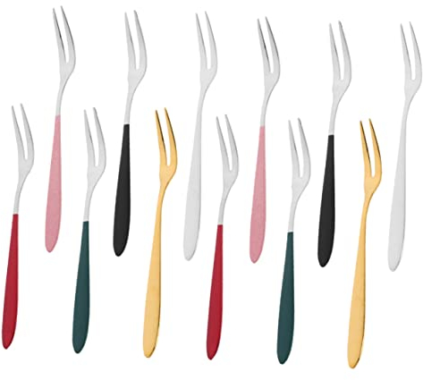 COLLBATH 12stücke Teiliges Edelstahl Obstgabeln Mini Kuchengabeln Für Snacks Desserts Und Früchte Leicht Und Kompakt Für Zuhause Restaurant Und Partys