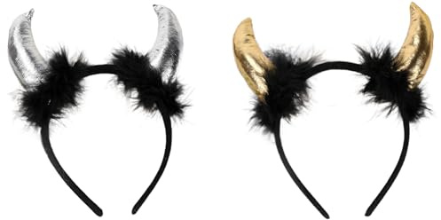 CHUANGOU 2pcs Teufelsohren Haarreifen Fasching Karneval Halloween Party Kostüm Haarschmuck Stirnband Headwear Hörner