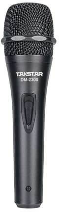 TAKSTAR Micrófono dinámico – Micrófono cardioide de mano con interruptor de encendido/apagado, cable de 20 pies, cable de 1/4 pulgadas a XLR, bolsa con cordón para voz, canto, karaoke, actuaciones