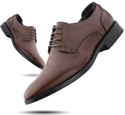 Hitmars Derby Schuhe Herren Anzugschuhe Halbschuh Lederschuhe Business Schuhe Oxford Hochzeitsschuhe Brogues Schnürhalbschuhe Formale 4-Braun 45