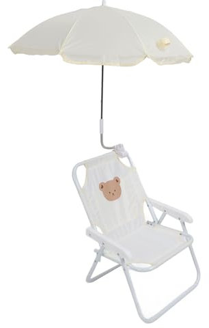 Strandkorb mit Sonnenschirm, Niedlicher Cartoon-Tierdruck Kinder-Campingstuhl mit Sonnenschirm, Kinder-Klappstuhl Klappbarer Kinderstuhl für Strand Im Freien, Camping, Picknick,
