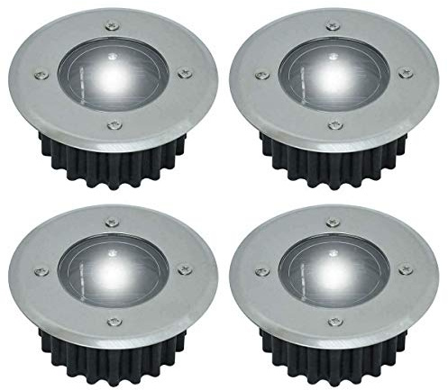 Petyoung 4 Pack Solar Decking Lights, Outdoor Garten Edelstahl Bodenleuchten für Landschaft Wegbeleuchtung