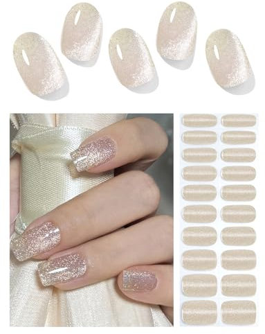 Wahrshei Nagelfolien | 20 Nude Cat Eye UV Gel Nagelfolie | Nagelfolie Selbstklebend | Gel Nail Stickers, Gellack Wraps für Nagel