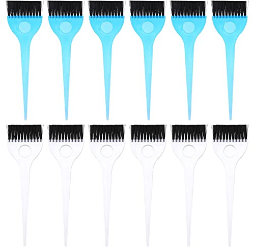 Pinceaux de Coloration Capillaire 12 Pièces en Pp Bleu pour Salon | Pinceaux pour Teinture des Cheveux, Application Uniforme, Faciles à Nettoyer, pour Salon de Coiffure et Usage Domestique