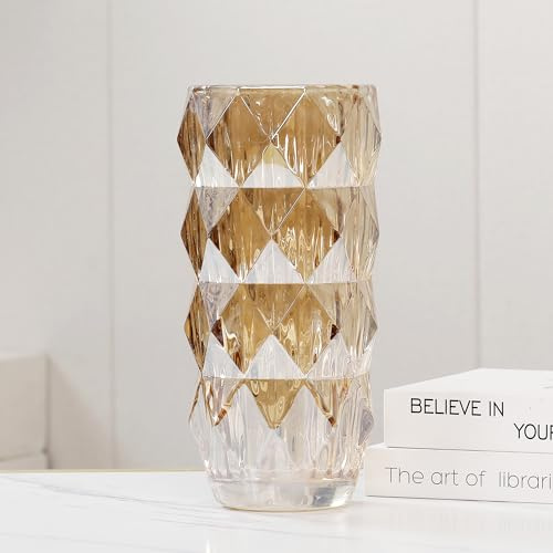 Blumenvase für Dekoration, Glas, Goldvase, 27,9 cm hoch (Gold)