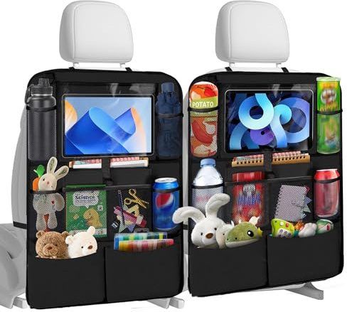 Chumix Organizador Asiento Coche, 2 Piezas Protector Asiento Coche con 10 Bolsillos, Protector de Respaldo de Asiento Universal, para Protege Suciedad y Daño (Negro)
