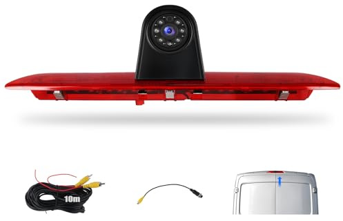 CAMECHO Brake Light Reverse Camera for Ford Transit 2014-2018 with IR Night Vision IP67 Waterproof Rear View Camera Wide Viewing Angle Lens Parking Camera High Mount + 10m Cable