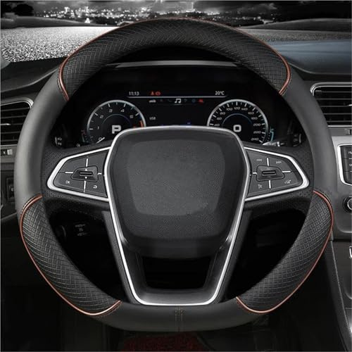 SQOFJDF Lenkradbezug Für Ford Für Fiesta 2000-2020 Autolenkradabdeckung Mikrofaserleder Anti-Rutsch-Autozubehör Lenkradbezug Auto(Coffee D Shape)
