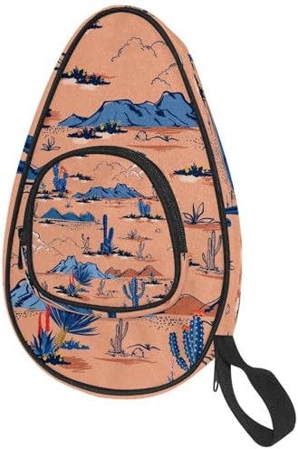 VAPOKF Housse pour raquette de tennis de table, cactus montagne, nuage, peinture soleil, paysage, sac de raquette de ping-pong, sac de raquette de tennis de table avec pochette pour 4 à 5 balles
