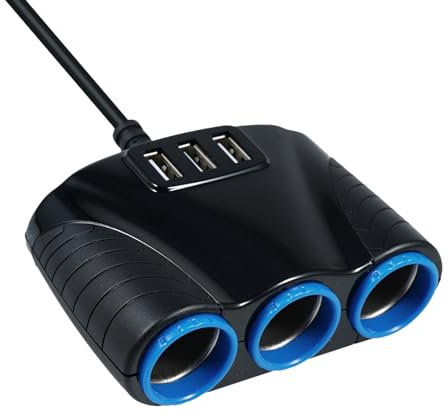 Accendi più leggera Accendi più leggera Attatore di alimentazione del caricabatterie USB 3 modi 12 Porte USB doppie 24 V per veicoli Tablet Smartphone Black Plastic 75cm Cavo