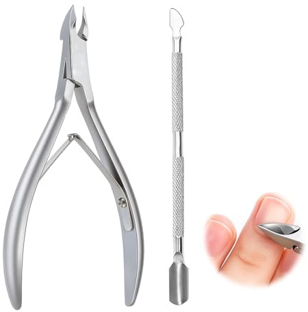 Coupe Cuticule & Repousse Cuticule Set Professionnel - Pince à Cuticules Précise en Acier Inoxydable Chirurgical - Idéal pour Manucure/Pédicure à Domicile ou en Salon