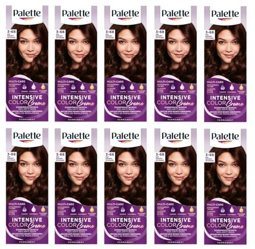 Confezione da 10 palette di colori intensi 3 – 68 (R2) color mogano scuro – scatola completa – con istruzioni in lingua inglese (lingua italiana non garantita)