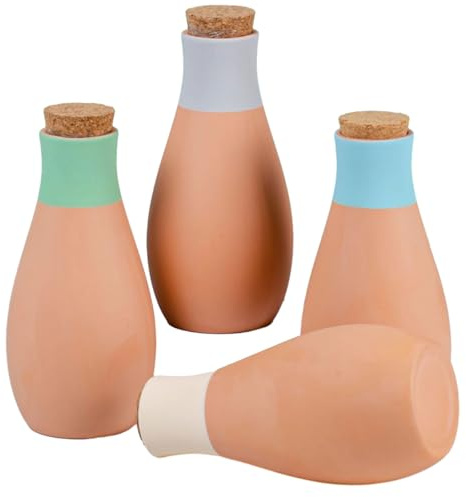 4 picos de terracota con autorriego para jardines al aire libre, grandes picos de agua de cerámica con corcho, perfectos para reducir el desperdicio de agua, el juego incluye verde vibrante, azul y