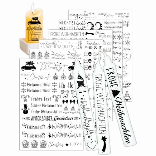Kerzentattoos Weihnachten & Advent – Kerzen Sticker Set für DIY Deko | Ideal zum Basteln mit Kindern. Festliche Kerzenaufkleber für Familie, Freunde und kreative Festtagsdekoration.