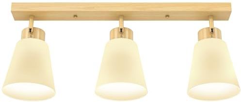 HOMCOM Deckenleuchte LED 40W 3-flammige Deckenlampe mit Doppelmontage | 90° Verstellbare Köpfe, 3 E27-Fassungen, Wohnzimmerlampe, Küchenlampe, Deckenbeleuchtung