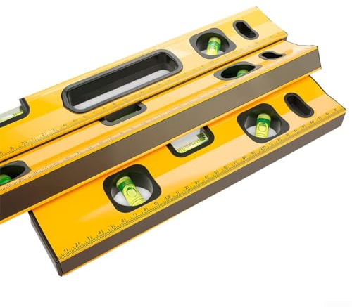Regla de nivel de aleación de aluminio magnética de alta precisión con burbujas fluorescentes para mediciones horizontales, verticales y de 45 grados, construcción resistente a los impactos (400 mm)