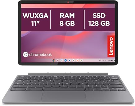 Lenovo Duet Chromebook 11” FHD+ (1920x1200), MediaTek Kompanio 838, RAM 8GB, Memoria 128GB, Schermo Touch, Chrome OS, Folio Stand e Tastiera inclusi, Compatibile con Microsoft 365