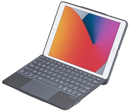 Dolpking Funda para iPad de 9ª generación con teclado (10.2 pulgadas, 2021), trackpad multitáctil, retroiluminación de 7 colores, teclado desmontable magnético para iPad de 8ª generación (2020), 7ª