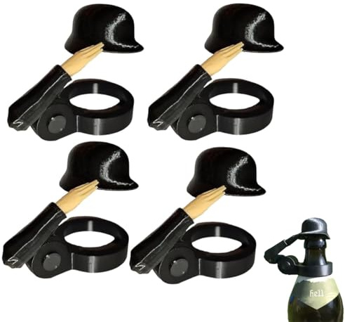 Wisafory 4 Stück Soldat Salute Bier Bierflaschen Helm, Lustiger Salute Soldaten Bierhelm, Staubdicht Flaschenverschluss für Grillparty Bar Veteranen aktive Soldaten-Liebhaber Schwarz