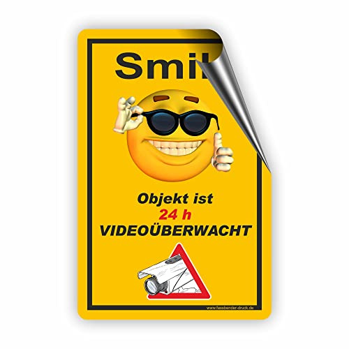 SMILE Objekt ist videoüberwacht - Videoüberwachung Schild/VÜ-011 - (15x10cm AUFKL.)