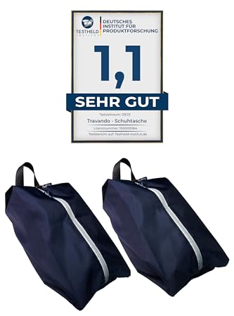 TRAVANDO Schuhtasche 2er Set - Wasserfeste Schuhbeutel Reise, Koffer, Gepäck - Schmutzabweisender Schuhsack Reise für Schuhe, Urlaub Shoebag Tasche zur Trennung von Schuhen Kleidung Reisezubehör