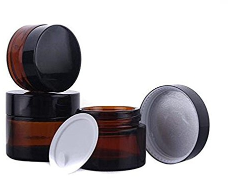 30ml 1 oz Amber Glass Jars Empty Refillable Make Up Cosmetic Storage Pot Travel Containers Bottles With White Inner Liners and Black Lids Prefect for Cosmetics and Face Cream Lip Balm Lotion 3PCS