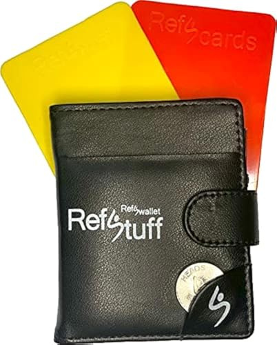 RefStuff RefSwallet libro dell'arbitro di calcio, in pelle, taccuino, con fogli partita, moneta e schede arbitro di calcio rosse, gialle, blu e verdi