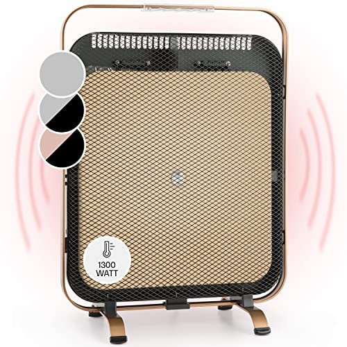 Klarstein Infrared Heater, 1300W Infrared Panel Heaters for Home, Aluminium Portable Heater, Space Heater w/Heat Retaining Marble, Thermostat, Anti-Frost Protection, Energy Efficient Electric Heater