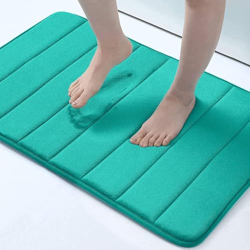 Homaxy Memory Foam Dick Badezimmerteppich, 41 x 61 cm, Pfau Grün | Saugfähige, Weich, Rutschfest, Maschinenwaschbar, Waschbar, Für Badezimmer, Badteppich, Badvorleger, Badematte