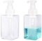 UUJOLY Distributeur de Savon moussant, 450 ML (453,6 g) Rechargeable Flacon Pompe pour Savon Liquide, shampoing, Gel Douche (2 pièces) Claire