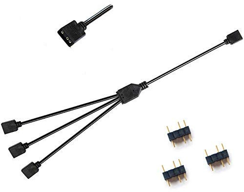 NMD&LR Computer Motherboard Extension Cable, RGB Interface Extension Cable, 12V RGB 4-PIN / 5V ARGB 3-PIN 1-4/1-5 Connector Hub (5V-3PIN-1TO3)