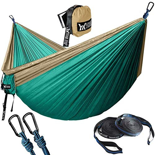 LIANYG Hängematte Upgrade-Camping Hammock Außen Tourist Hängehängematten Tragbare Parachute Nylon Wandern Hammock for Backpacking Reisen 661 (Color : Khaki and Olive)