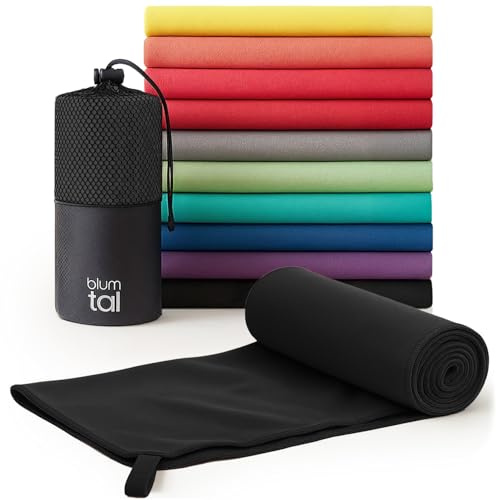 Blumtal Mikrofaser Handtuch leicht & extra saugstark - schnelltrocknende Microfaser Handtücher - optimales Fitness Handtuch/Strandtuch Mikrofaser/Gym Towel - Reisehandtuch kompakt Schwarz