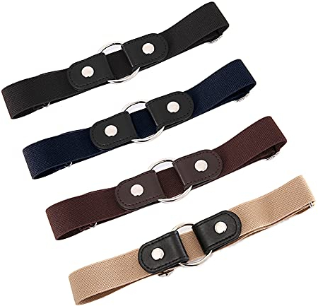DMBUUW 4 Stück Elastischer Gürtel Damen oder Herren Unsichtbarer Justierbarer Stretch Gürtel, 1 - Schwarz + Kaffee + Blau + Braun, Einheitsgröße 42cm-130cm