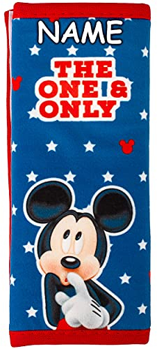alles-meine.de GmbH Gurtschoner/Gurtpolster - - Mickey Mouse - inkl. Name - Autositz + Kinderwagen - Sicherheitsgurtpolster - Gurtschutz - für Sicherheitsgurt als Gurt Polster ..