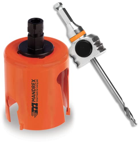 Mandrex | Mehrzweck Lochsäge SuperXcut Hartmetallzähnen, 60mm Schnitttiefe, mit Aufnahme | MHMQ0080B+MX200024B | Ø 80mm