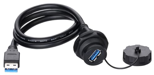 CNLINKO YU-USB3.0 Industrieller Wasserdichter Steckverbinder IP67 Rundsteckverbinder Luftfahrtstecker PBT-Gehäusestecker Aviation-Anschluss Steckverbinder Für Datenübertragung Buchse mit 1 m Kabel