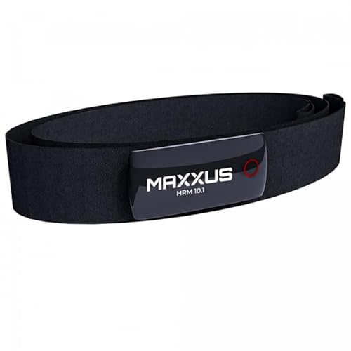 MAXXUS Capteur Cardiaque HRM 10.1 - Affichage LED, Haute Qualité, Confortable, Bluetooth, Charge USB, Facile à Nettoyer, Noir - Ceinture Cardio, Cardiofrequencemetre, Moniteur de Fréquence Cardiaque