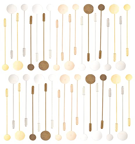 FINGERINSPIRE 40 Stück 5 Farben Rund Brosche Pin Stick Messing Sicherheitsnadeln Anstecknadeln 10mm & 15mm Tablett Brosche Nadel Anzug Krawatte Hut Schal Abzeichen Für Modeschmuckherstellung Zubehör