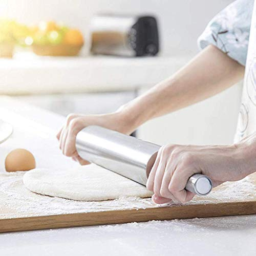 Mattarello professionale in acciaio inox, rullo per impasto, antiaderente, per cuocere biscotti, torte, pizza (3#)