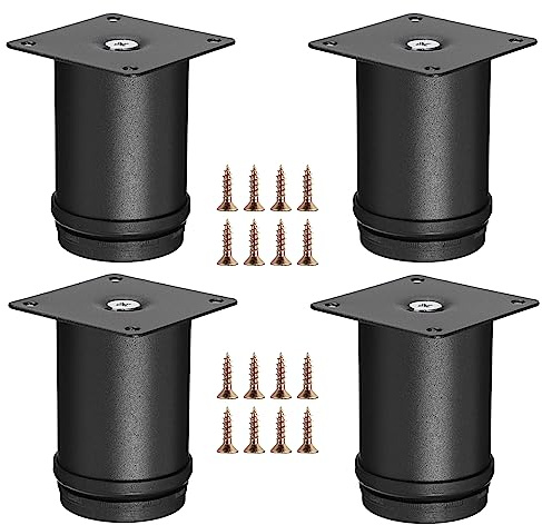 OwnMy 4PCS 3 Inch Stainless Steel Furniture Legs Feets Heavy Duty Metal Cabinet Legs, Adjustable Round Metal Furniture Risers Replacement Leg Extenders for Sofa Chair Desk